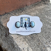 Larimar and Oxidized Fine/Sterling Silver Post Earrings
