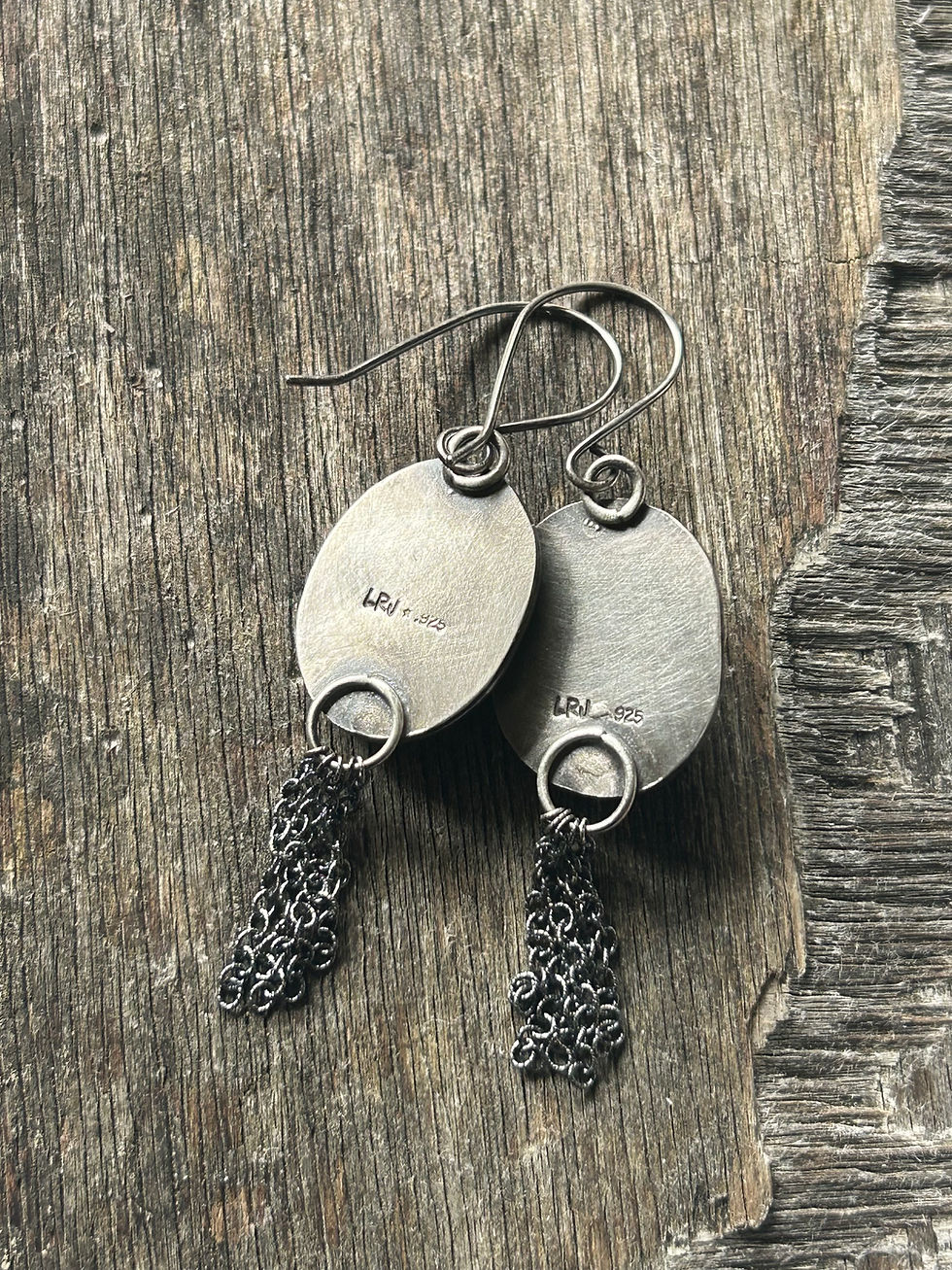 Thumbnail: Kunzite and Oxidized Sterling Silver Shadowbox Earrings 