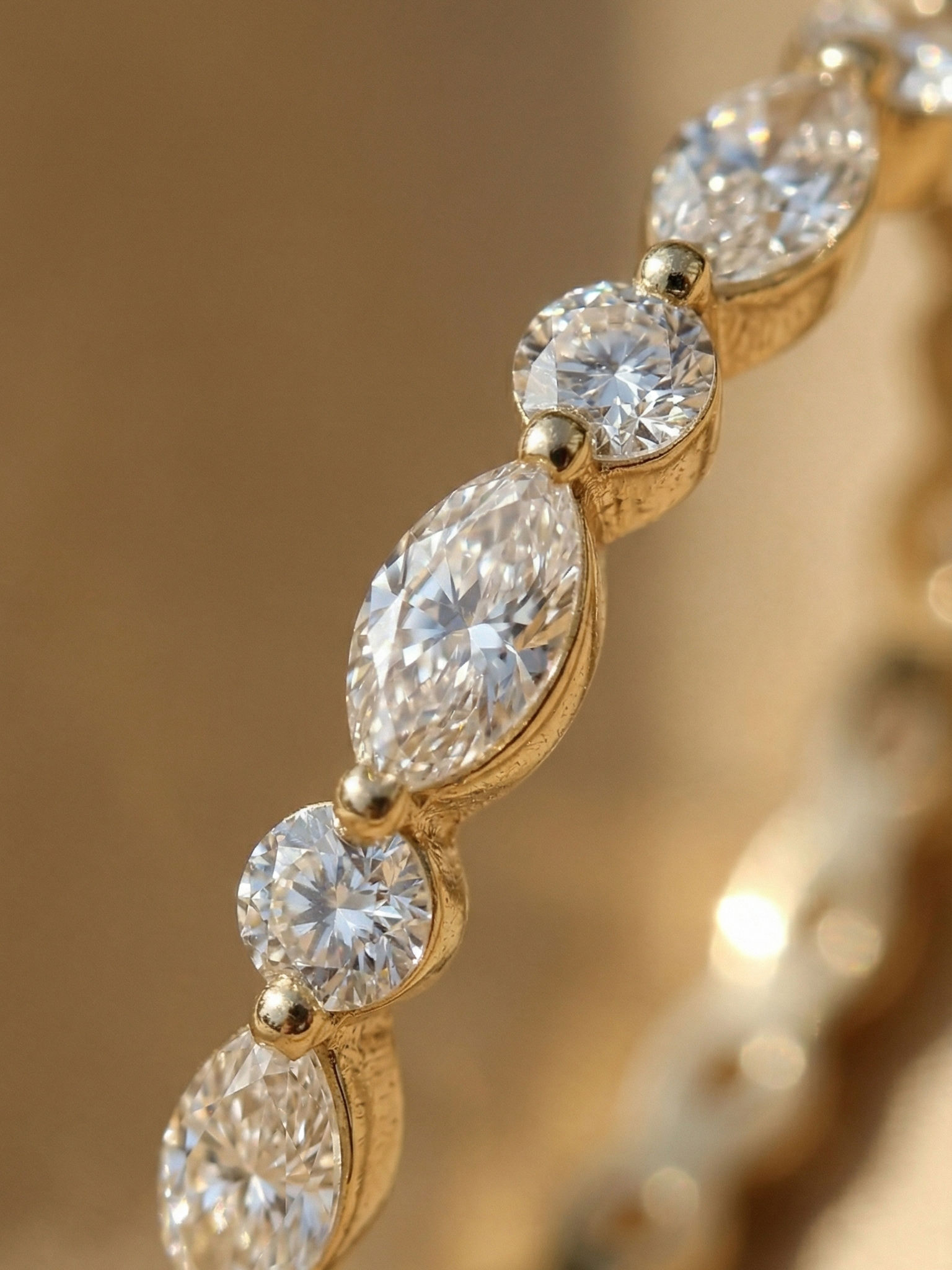 Oval Moissanite Full Eternity Band Solid Gold Colorless Stackable Bridal Ring