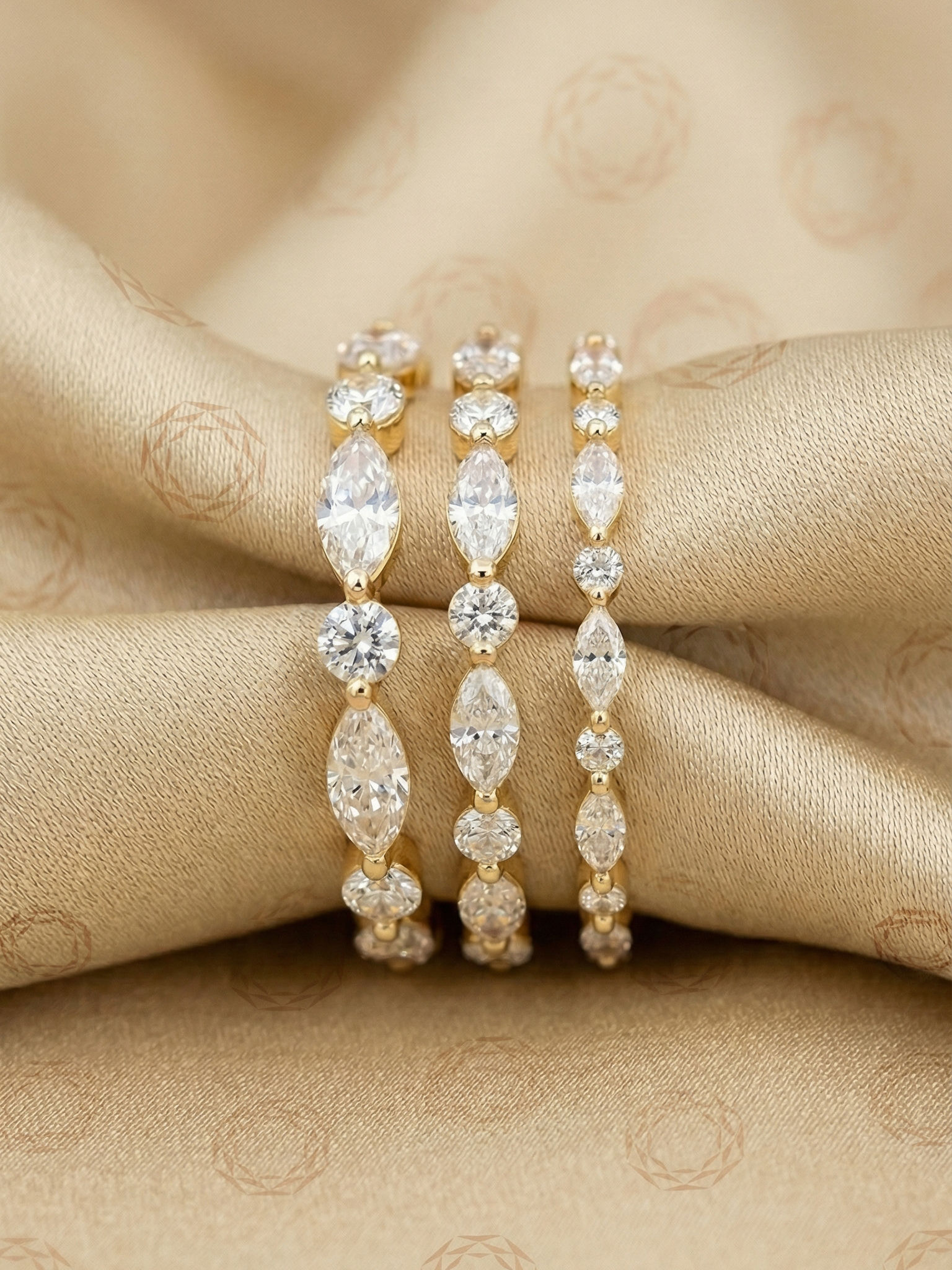 Oval Moissanite Full Eternity Band Solid Gold Colorless Stackable Bridal Ring