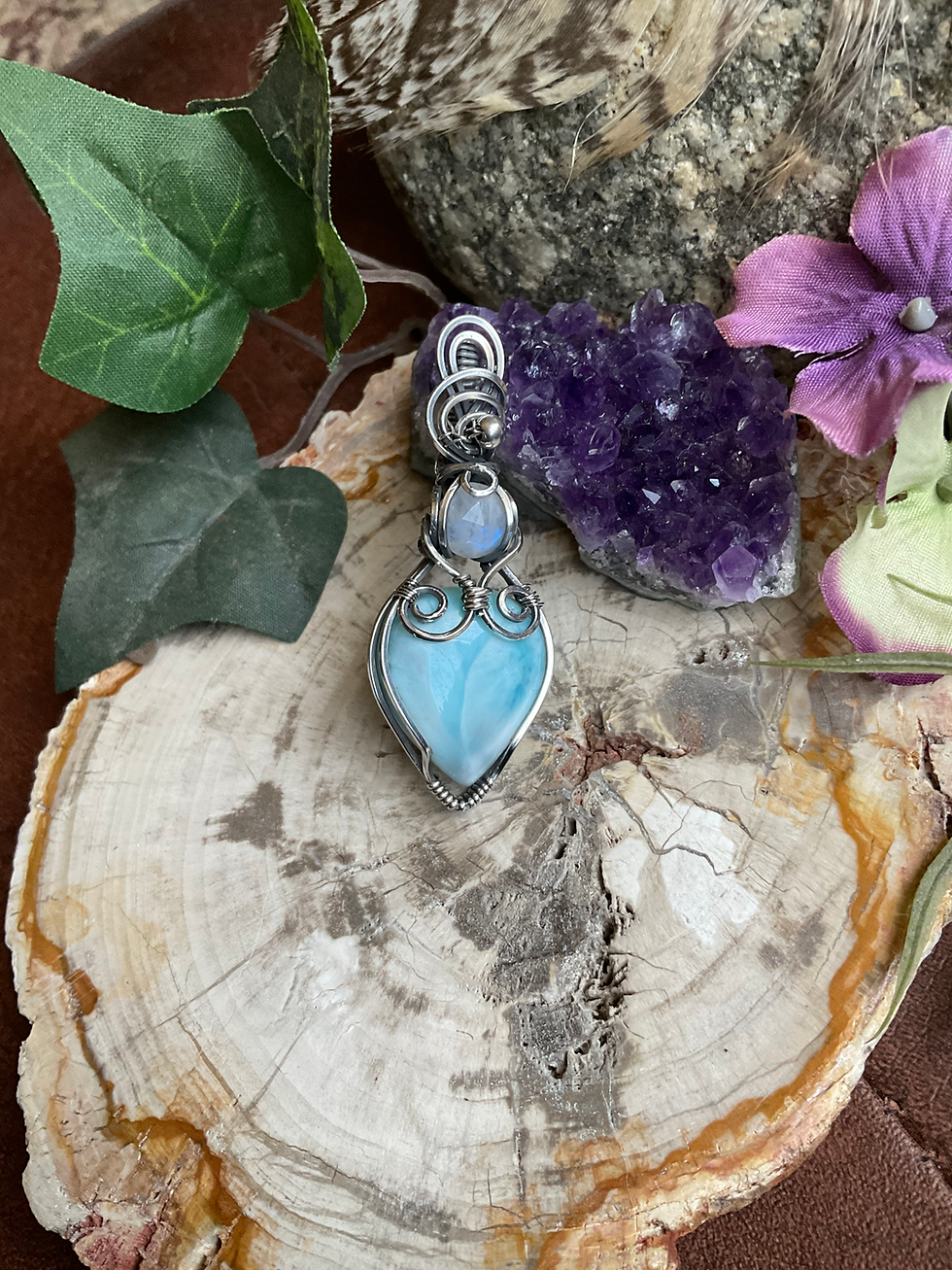 Thumbnail: Sterling Silver Larimar & Moonstone