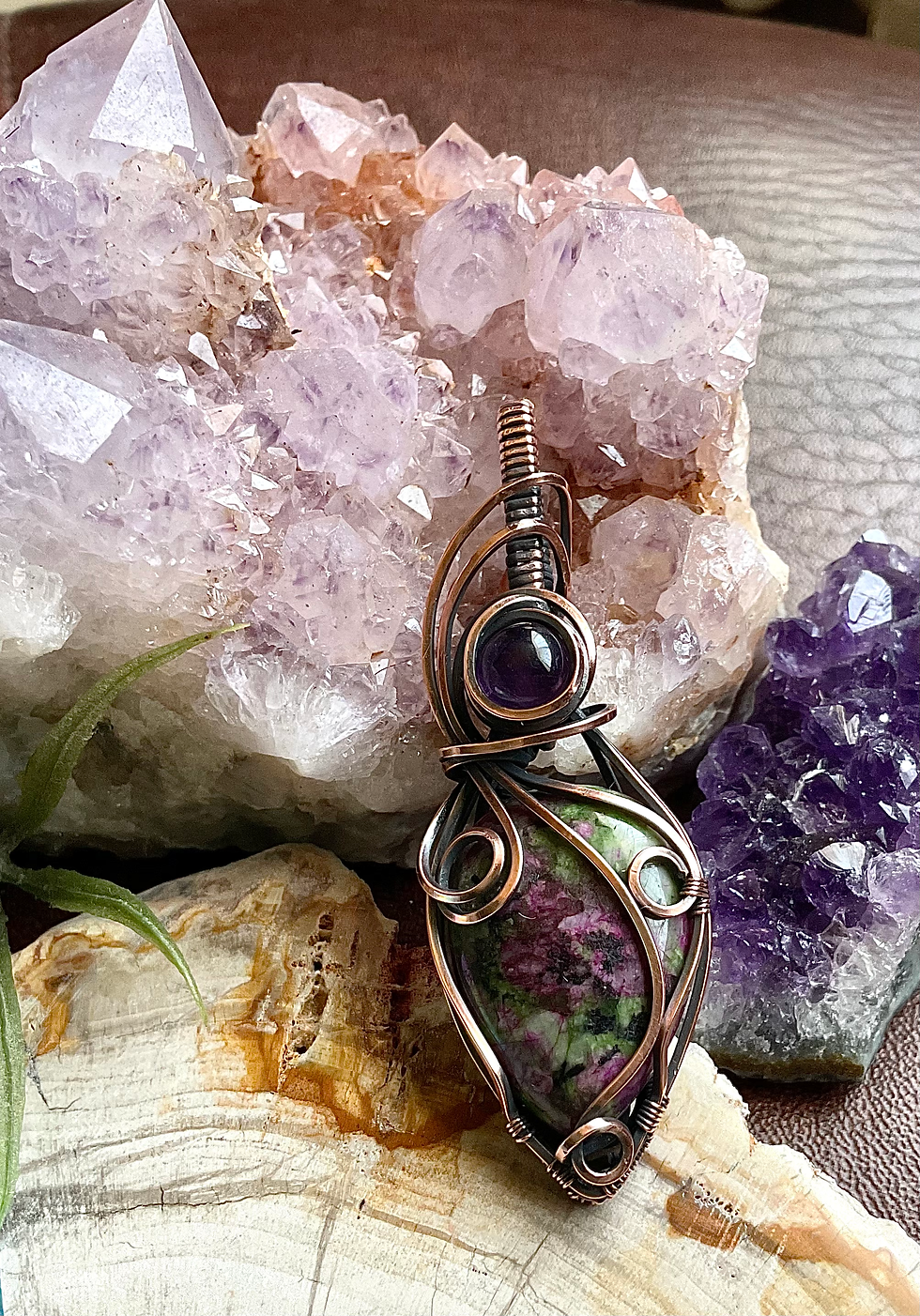 Thumbnail: Ruby in Zoisite & Amethyst Pendant