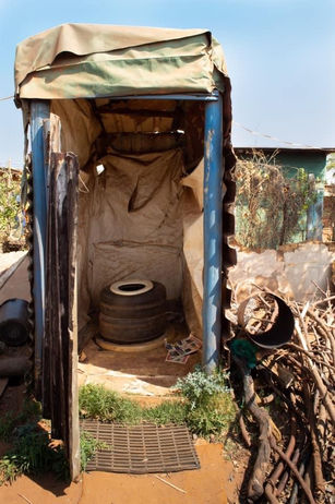 A pit toilet in an informal settlement