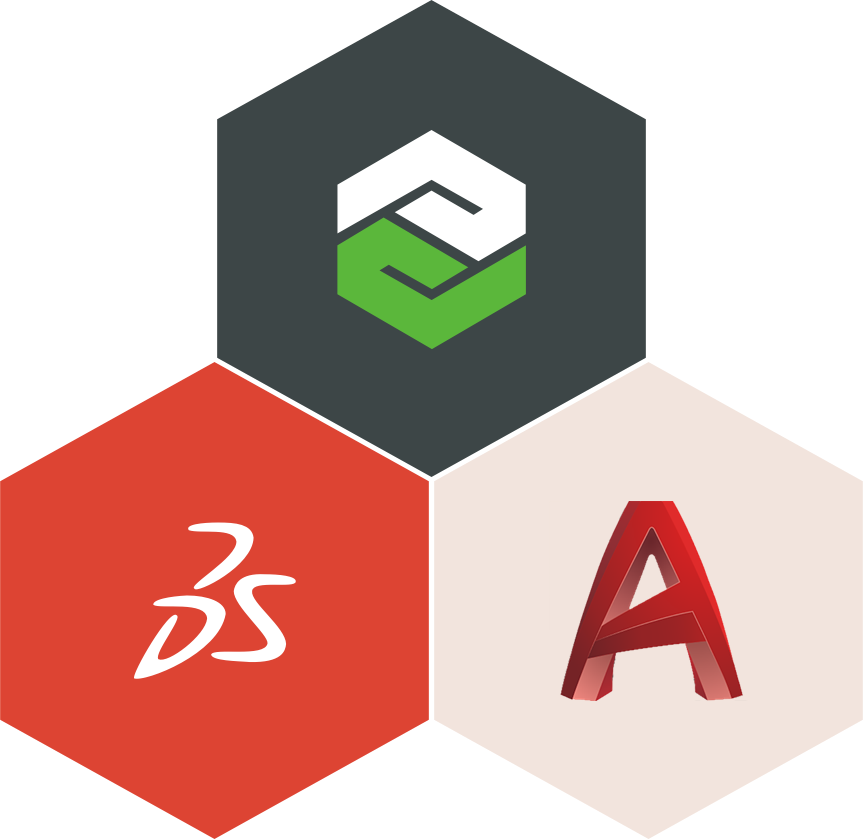 logos for Solidworks, ProE, and AutoDesk