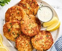 FISH PATTIES with AVOCADO SALAD