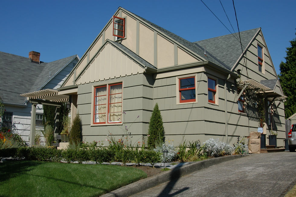 residential design photograph: front elevation as built