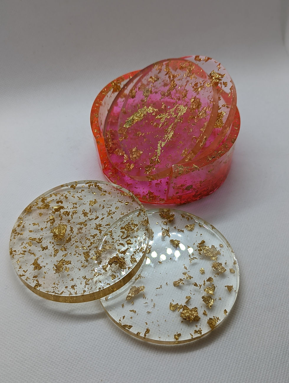 Thumbnail: Beautiful Custom Resin Coasters & Holder Set