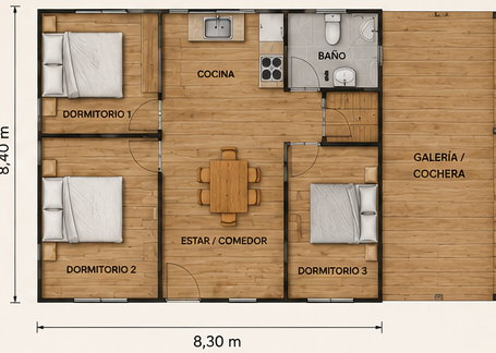 Plano 70m2 con galeria