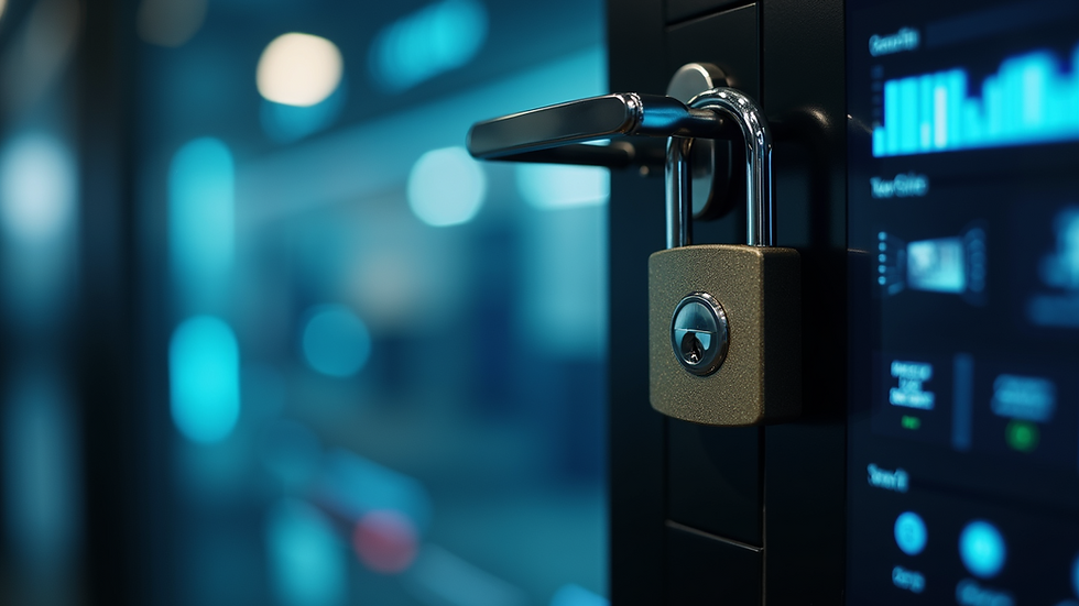 Close-up view of a security lock on a digital system
