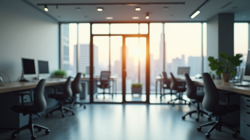 Wide angle view of a modern office space