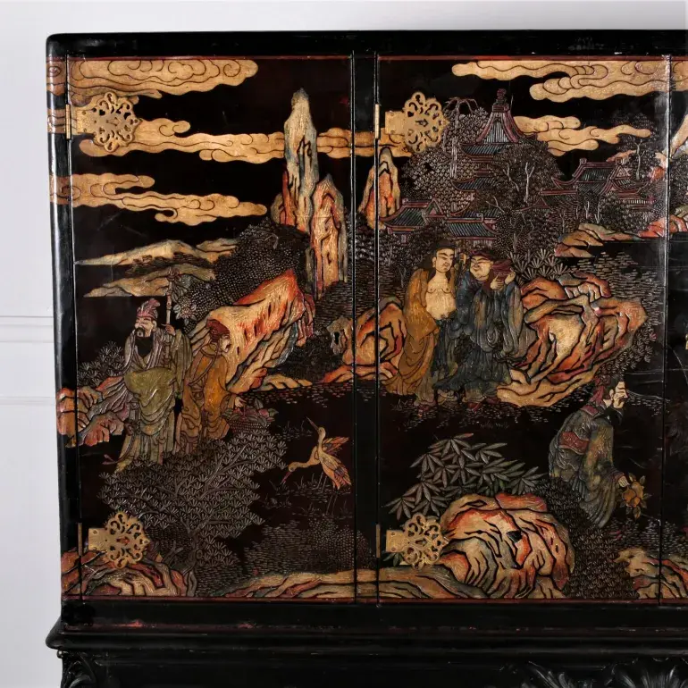 Thumbnail: A rare matched pair of early 19th century large lacquered cabinets, circa 1800