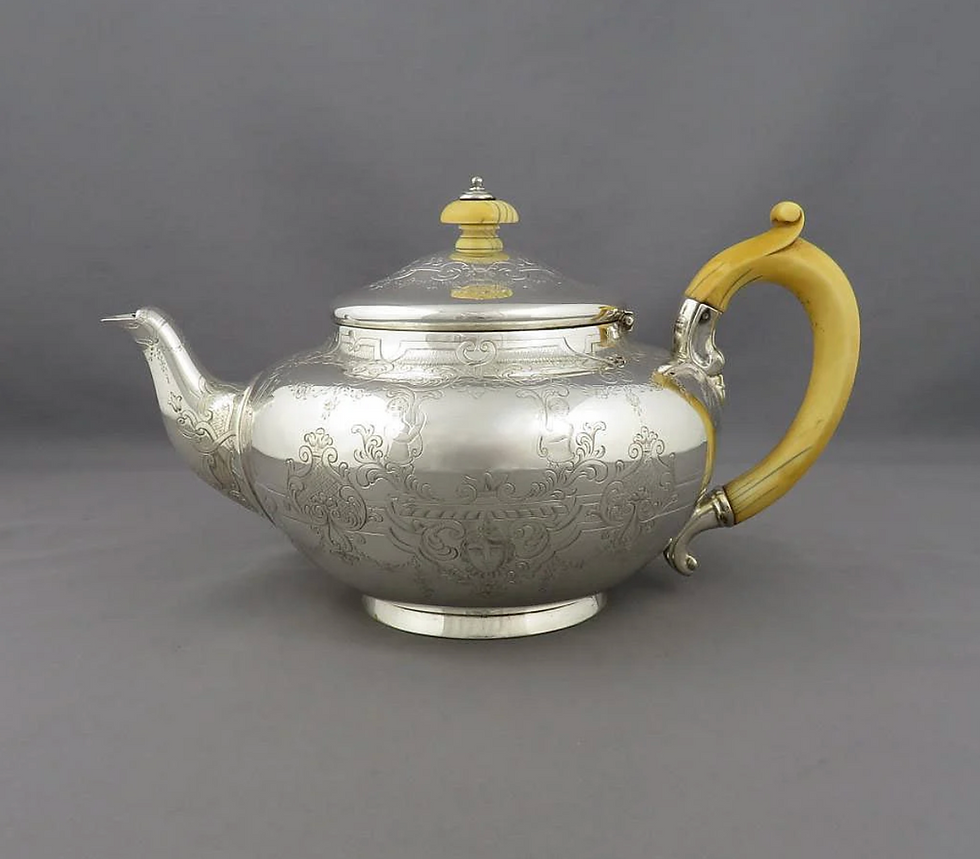 Thumbnail: A fine quality five-piece Victorian sterling silver tea service, Garrard 1846-7