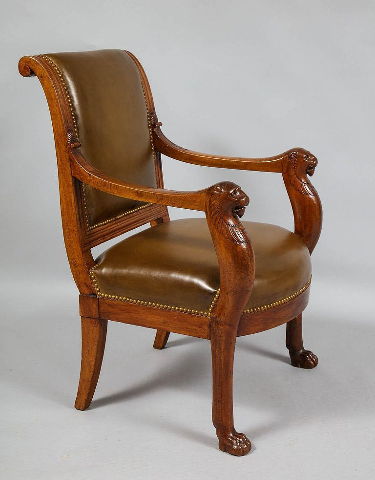 Thumbnail: An important French Empire carved mahogany armchair, att. Jacob Desmalter, c1800