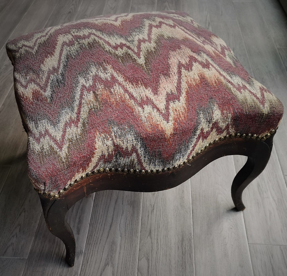 Thumbnail: An early 19th C Canadian Louis XV-style footstool, likely Quebec