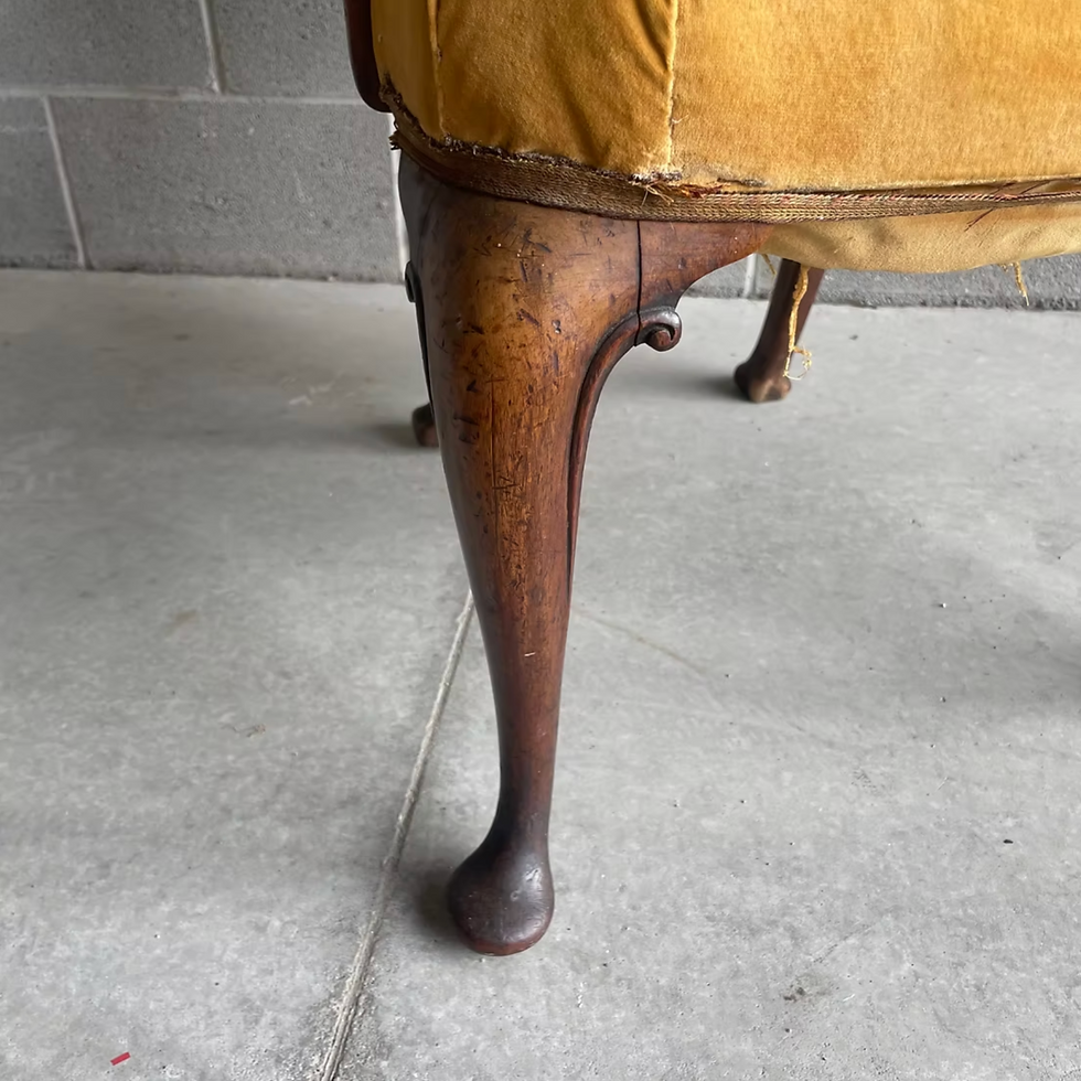 Thumbnail: A 19th C Queen Anne style walnut armchair with needlework backrest