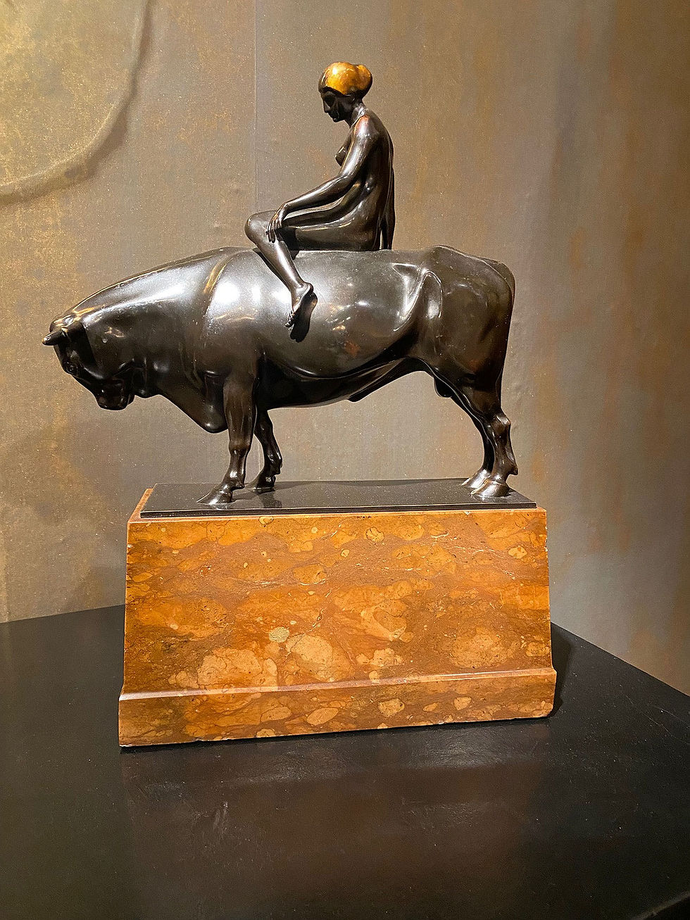 Thumbnail: Georg Wrba (German, 1872-1939) "Europa and the Bull" bronze with gilt accents