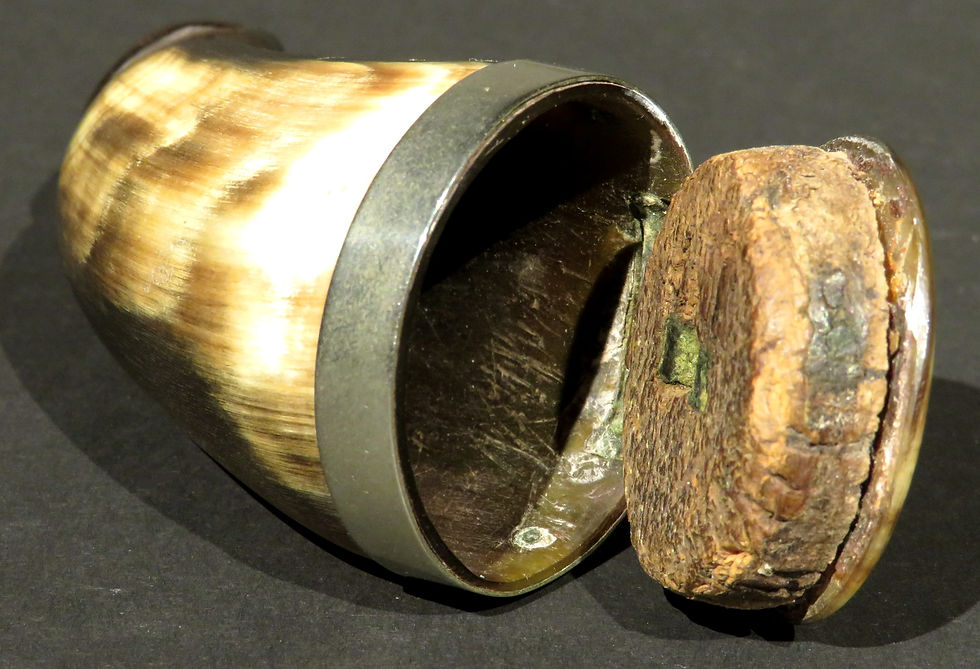 Thumbnail: A rare 19th C hand carved horn snuff mull in the form of a hound, Scottish c1840