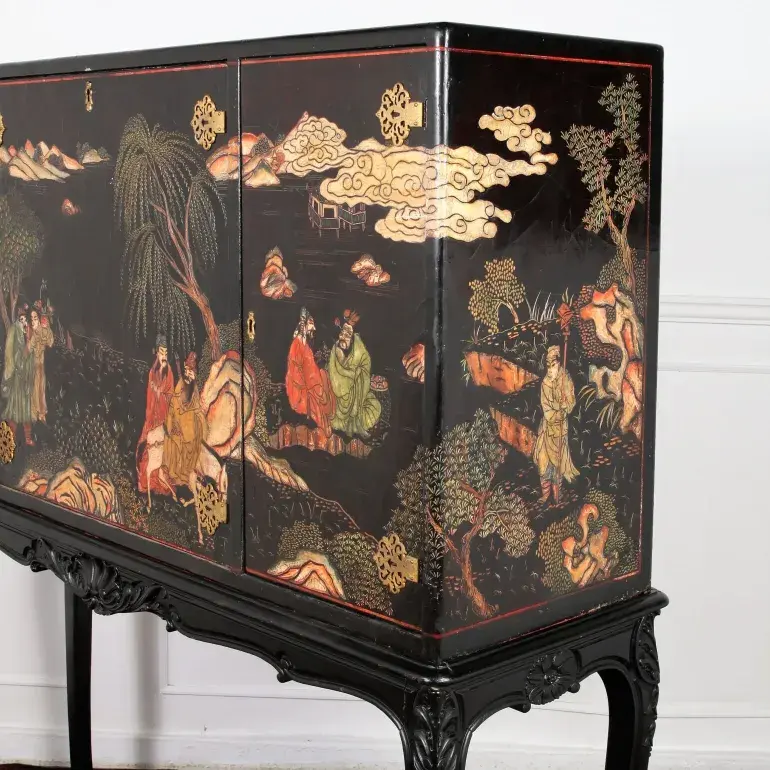 Thumbnail: A rare matched pair of early 19th century large lacquered cabinets, circa 1800