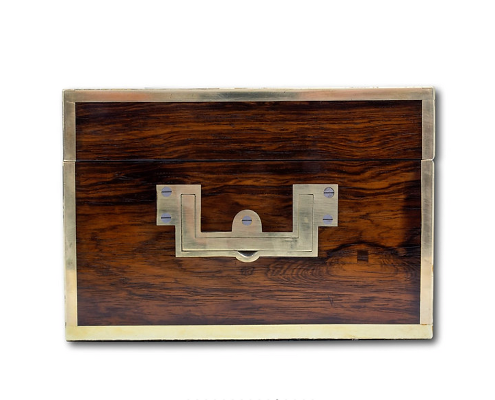 Thumbnail: A George IV brass-bround rosewood jewelry & letters box by David Edwards, 1828