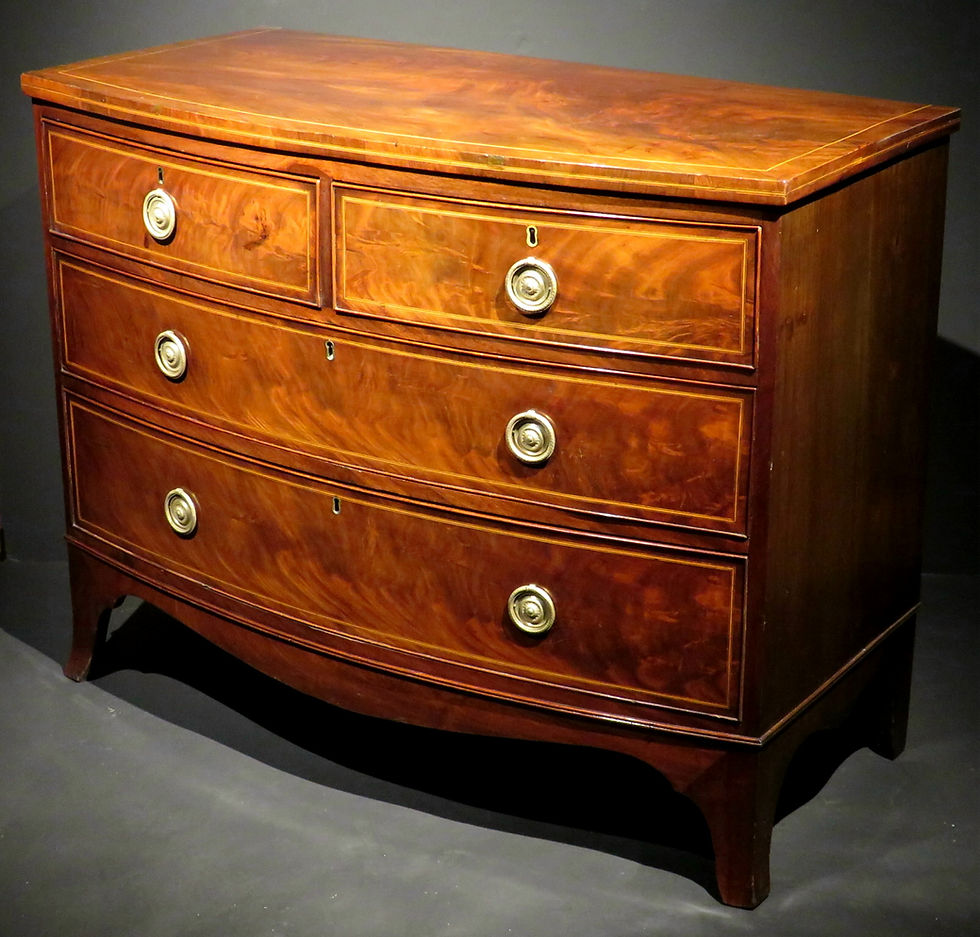 Thumbnail: George III inlaid mahogany bow-fronted chest of drawers, England, circa 1810