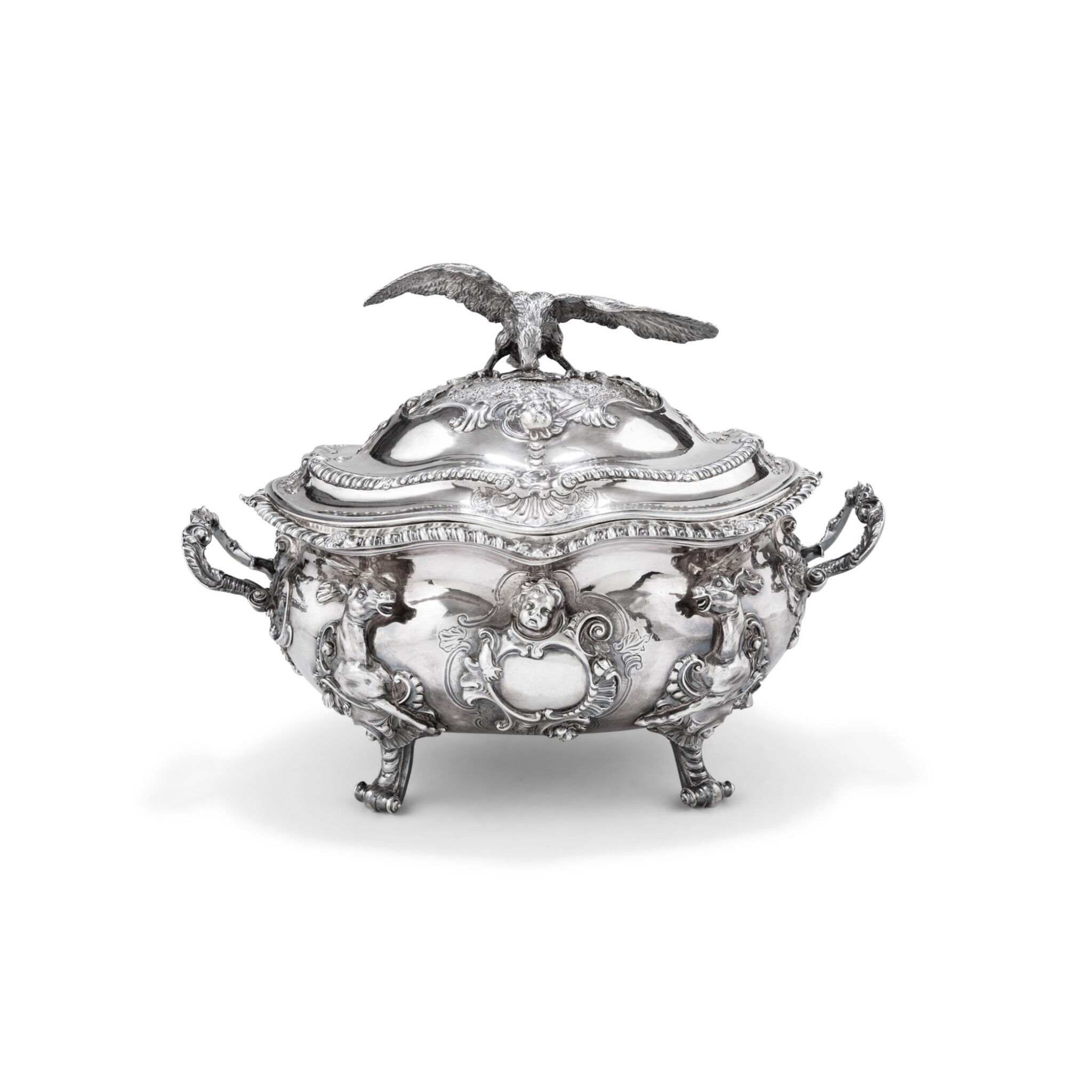 A George II silver soup tureen, Charles Frederick Kandler, London, 1750