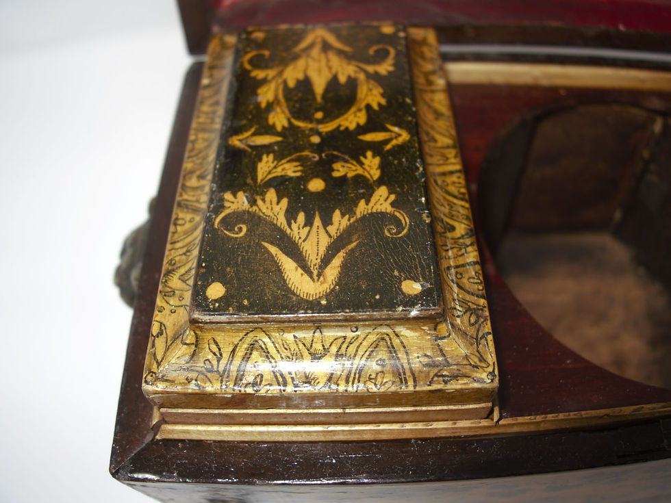 Thumbnail: A Regency period penwork decorated tea caddy, English, c1830