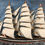 Thumbnail: An early 20th C miniature ship diorama with 29 hand carved sails & plaster waves