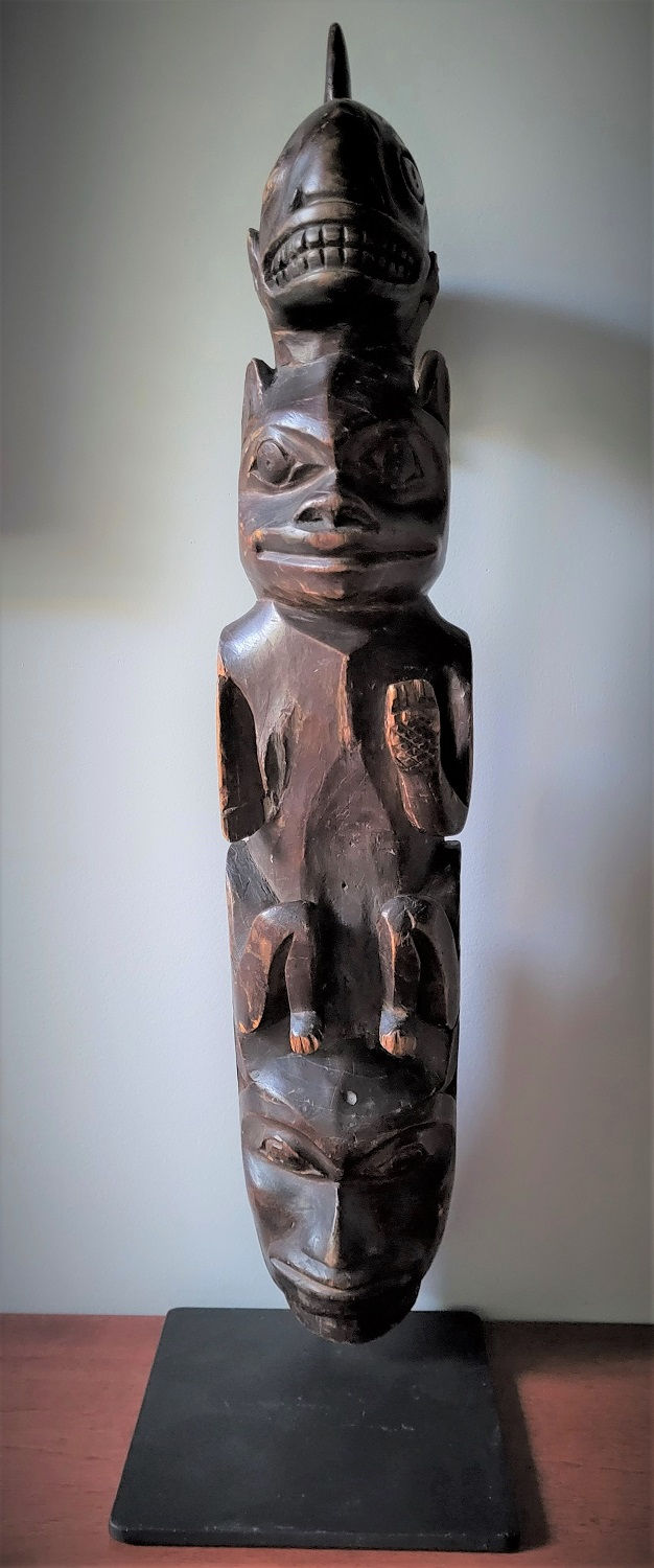 Thumbnail: A 19th C (or earlier) Tsimsyan or Nuu-Chah-Nulth carved Chief's Staff section