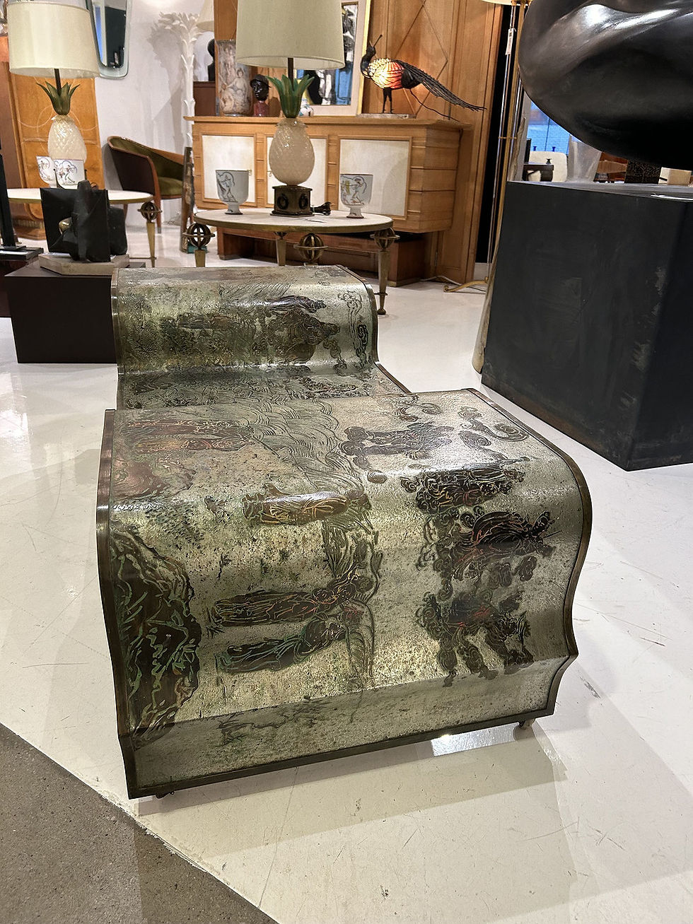 Thumbnail: A rare patinated bronze & pewter "Chi-Liang" coffee table by P & K LaVerne