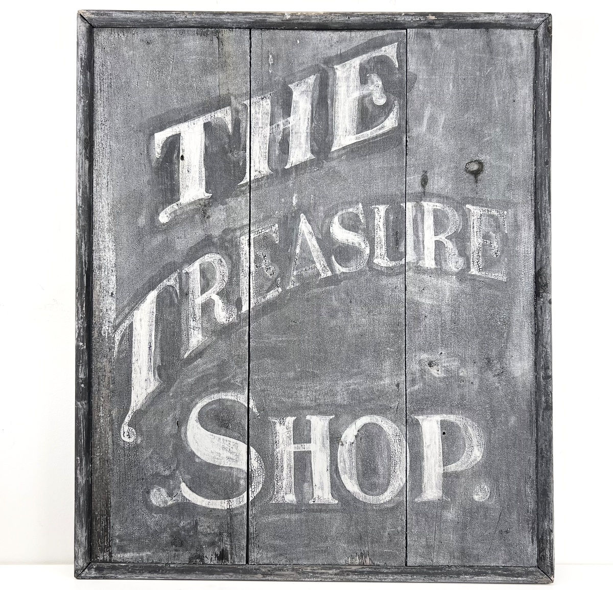 An early 20th C Canadian 'Treasure Shop' merchants sign, Nova Scotia