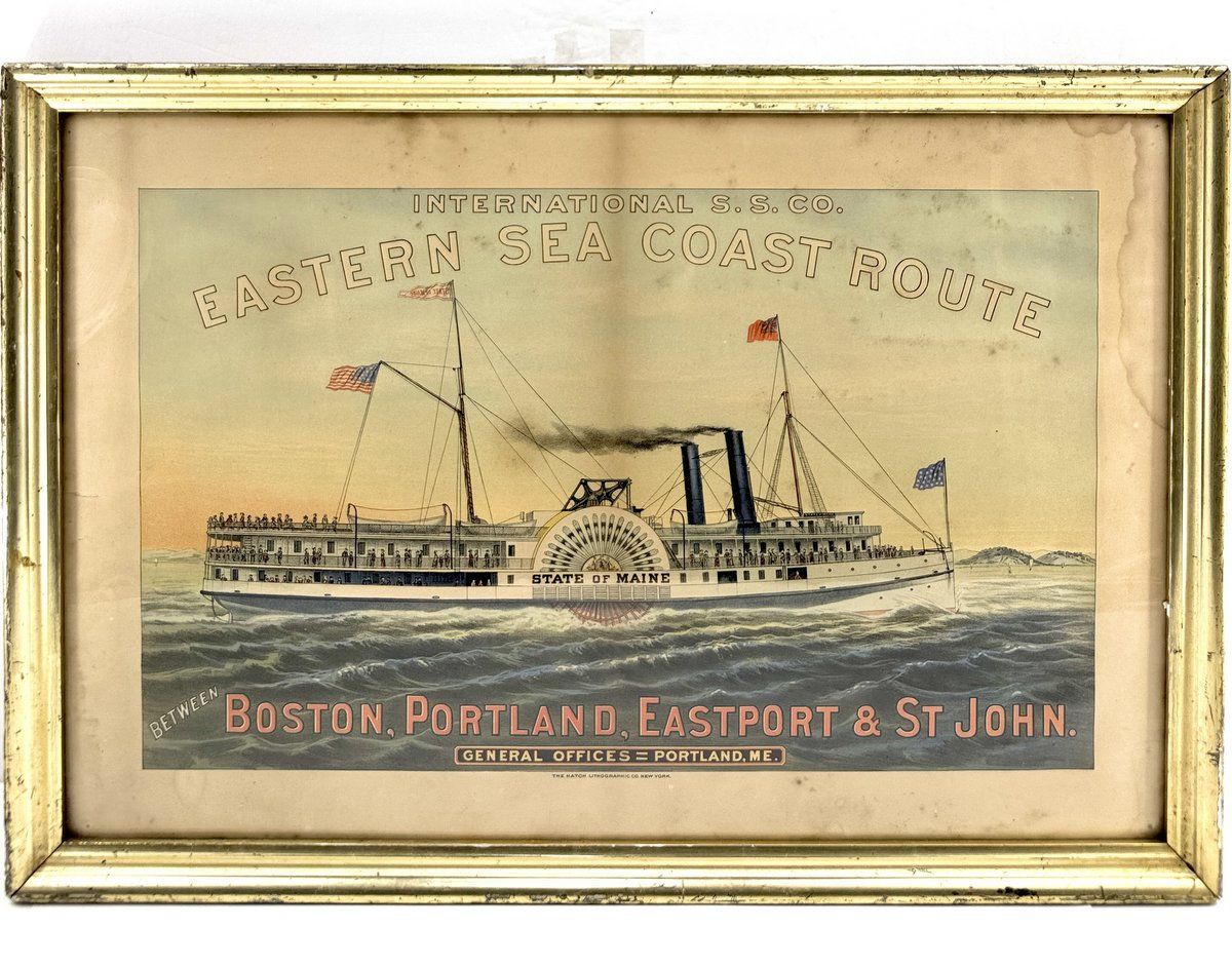 A 19th C advertising Maine & New Brunswick Steamship Poster, Hatch circa 1885