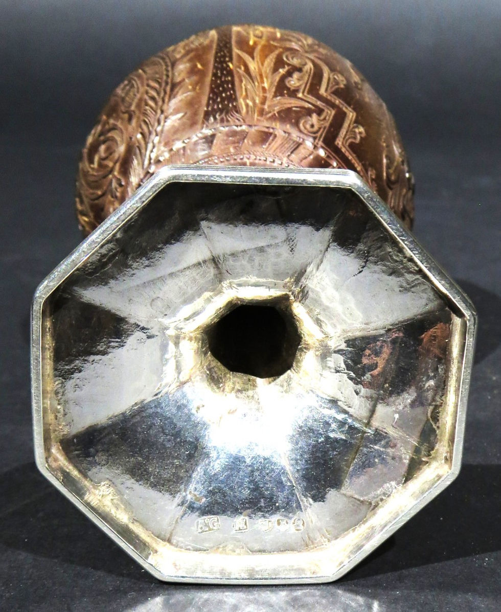 Thumbnail: A fine & rare 18th C Scottish silver mounted coconut goblet, Edinburgh 1791