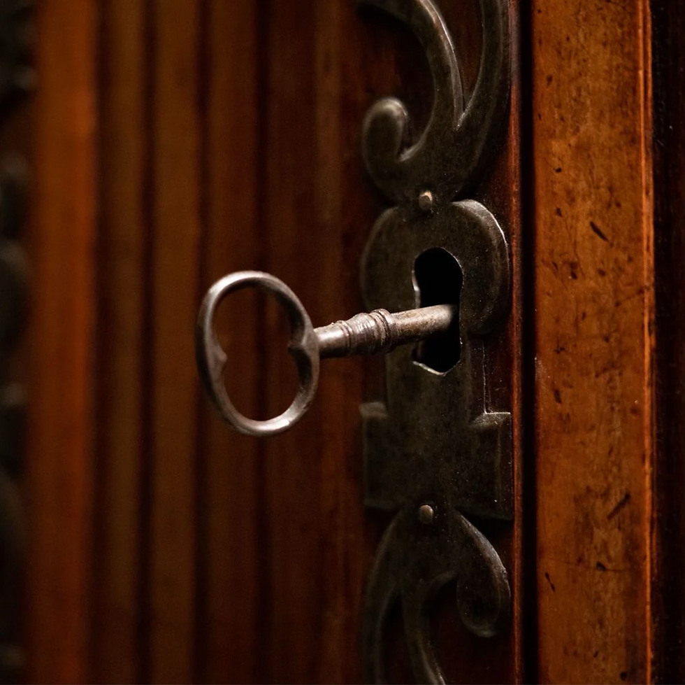 Thumbnail: A 17th century French walnut sideboard with decorative iron mounts