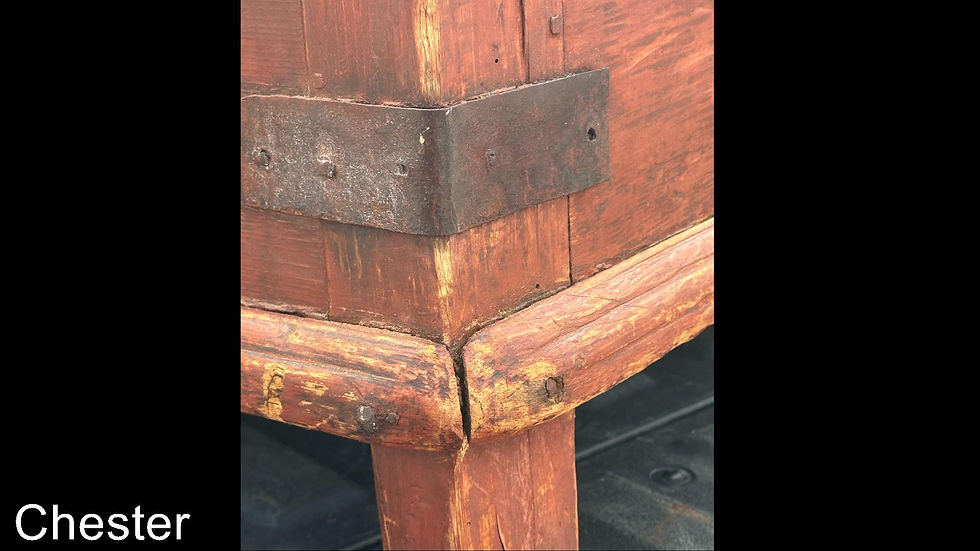 Thumbnail: A mid 18th century Canadian Louis XIII painted chest, Quebec