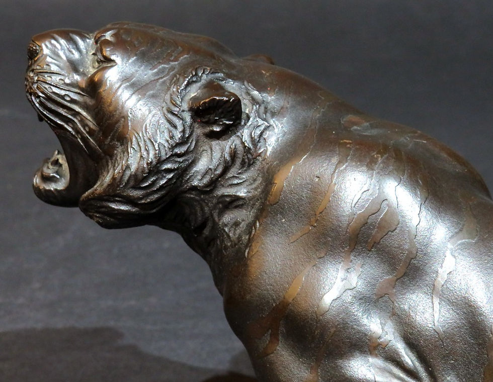 Thumbnail: A Fine 19th Century Japanese Bronze Figure of a Crouching Tiger, Hideyoshi Seizo