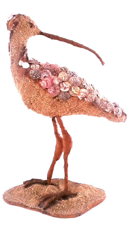 Thumbnail: An early 20th C pair of shell decorated long-billed curlew shorebirds
