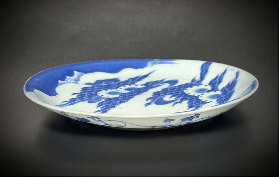 Thumbnail: An extremely fine Ai-Kakiemon dish with snowflakes & stream, Arita c1670-80