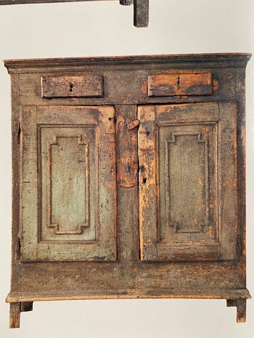 Thumbnail: An exceptional French Canadian rustic painted low buffet, Quebec c1800