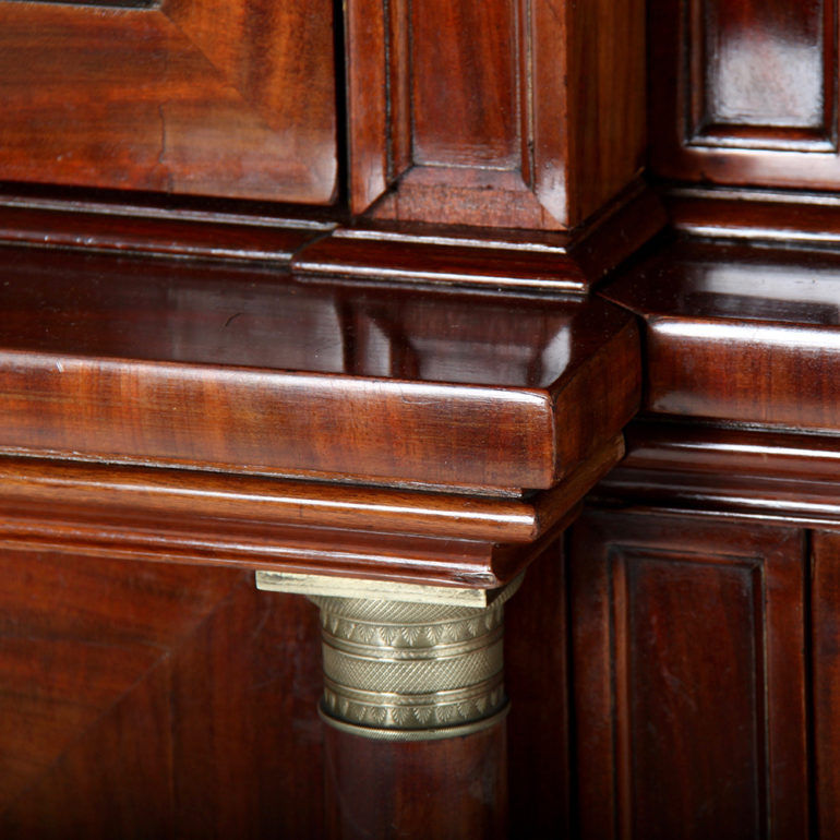 Thumbnail: A grandly-proportioned 19thc English flame mahogany library bookcase, c1840-50