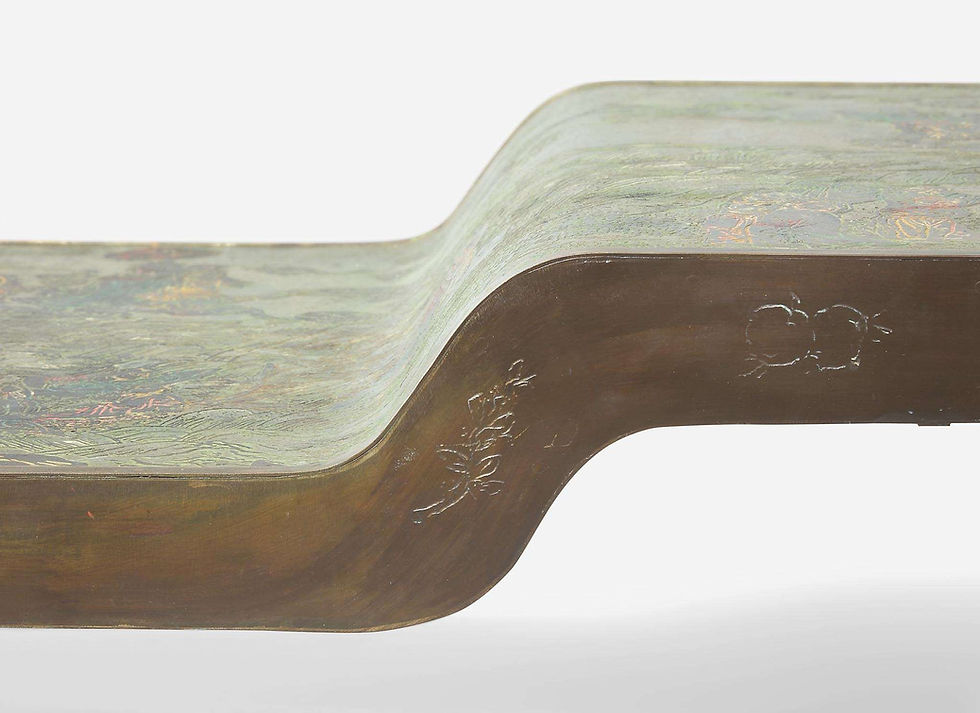 Thumbnail: A rare patinated bronze & pewter "Chi-Liang" coffee table by P & K LaVerne