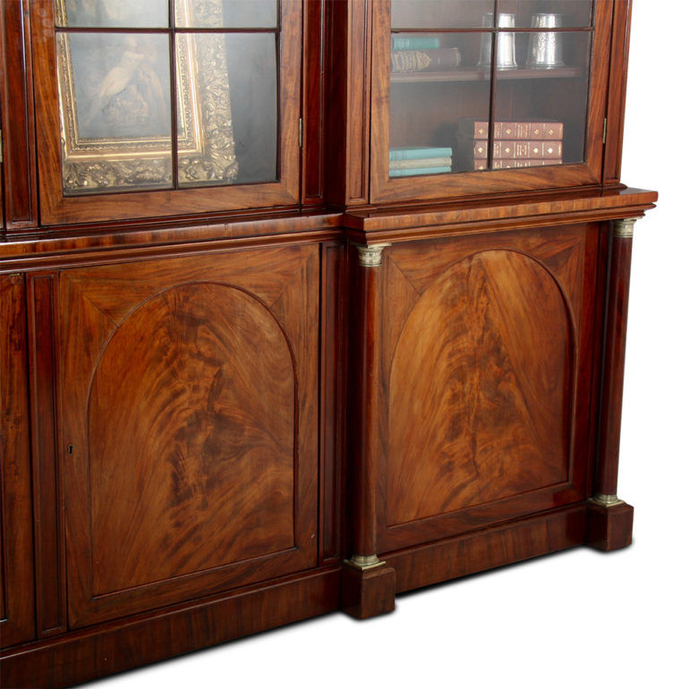 Thumbnail: A grandly-proportioned 19thc English flame mahogany library bookcase, c1840-50