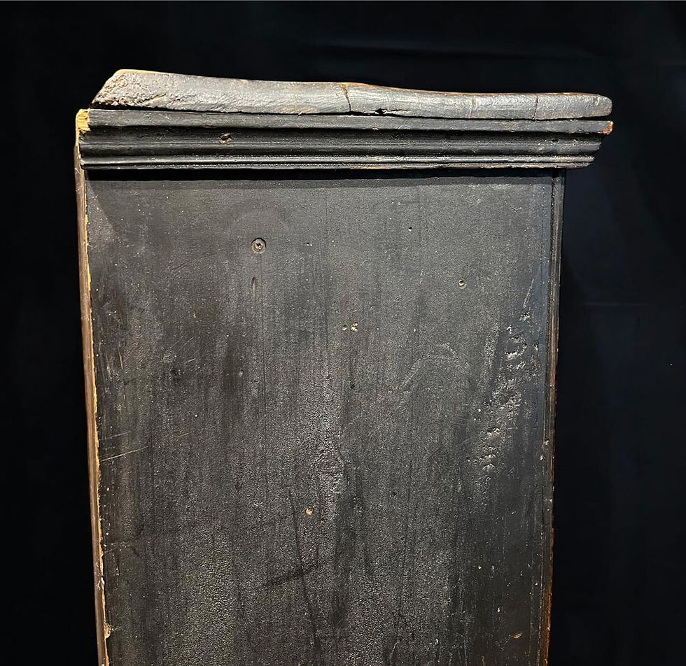 Thumbnail: An early 19thC Quebec diminutive cupboard, original untouched blue-green surface