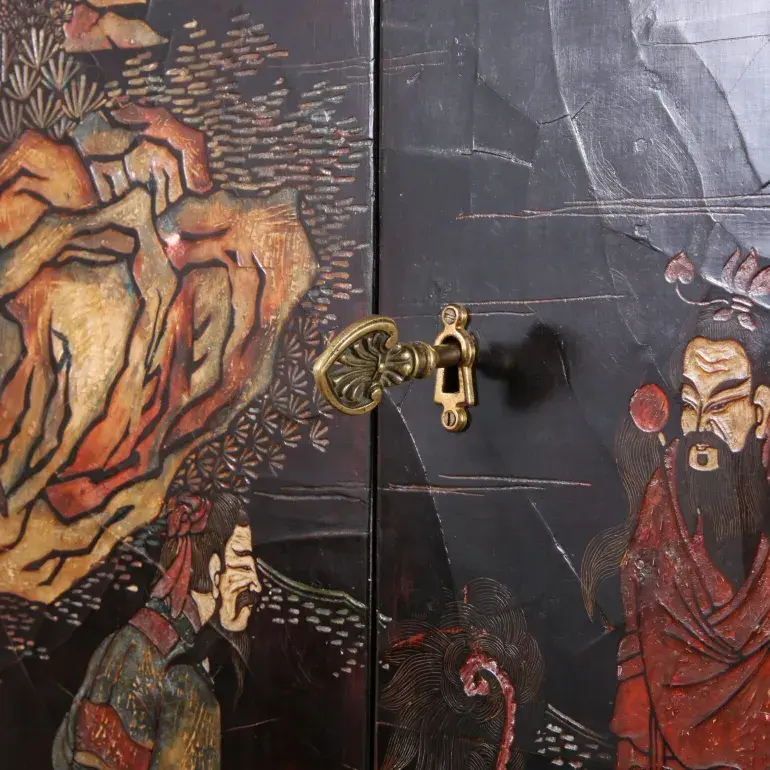 Thumbnail: A rare matched pair of early 19th century large lacquered cabinets, circa 1800