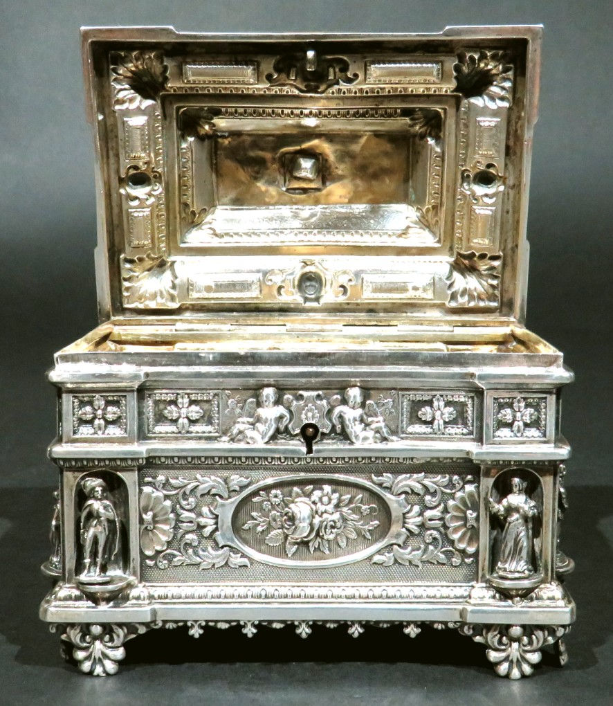 Thumbnail: An Exceptional 19th Century Renaissance Revival Austrian Silver Sugar Casket