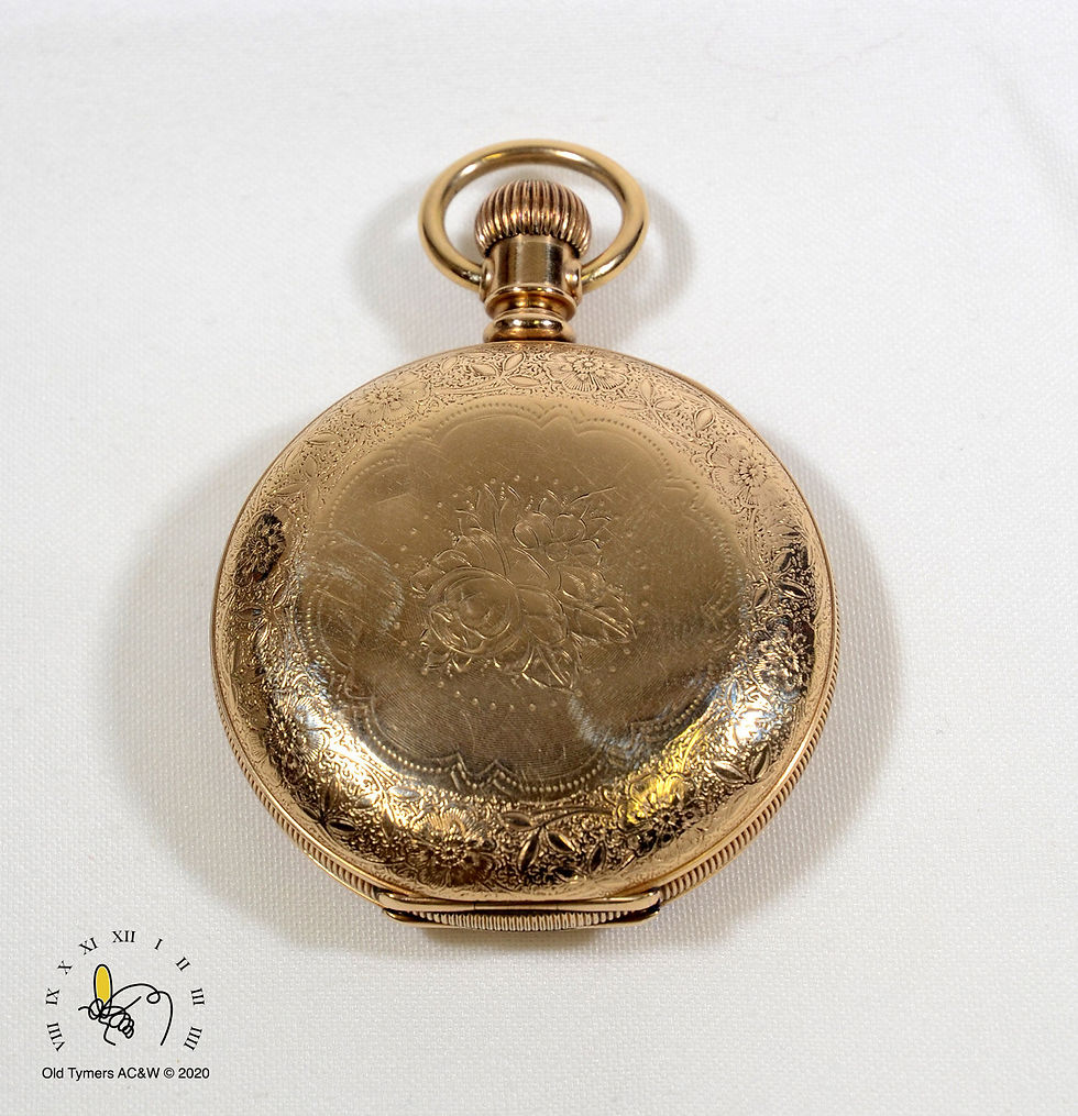 Thumbnail: Seth Thomas Maiden Lane pocket watch, signed dial with train