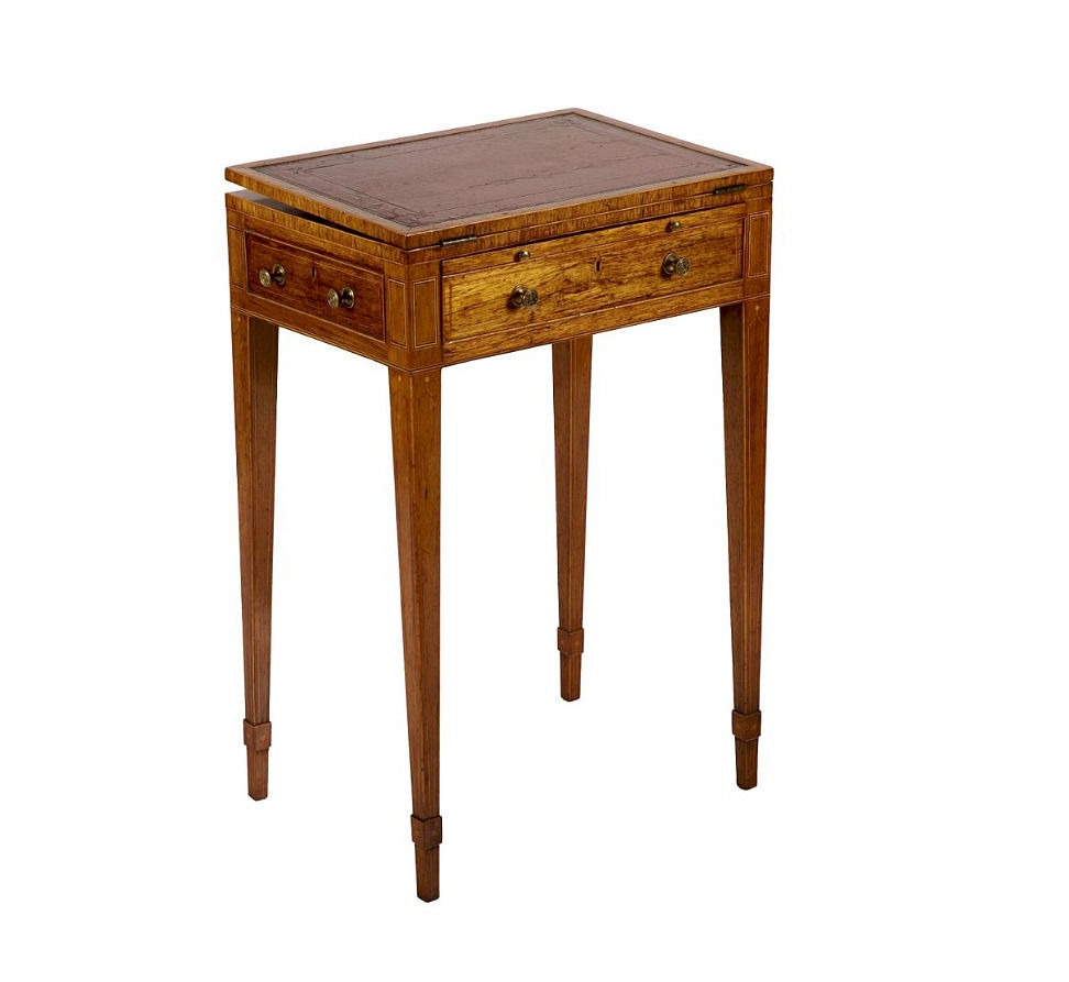 Thumbnail: A George III Sheraton rosewood reading and writing table, George Simson c1795