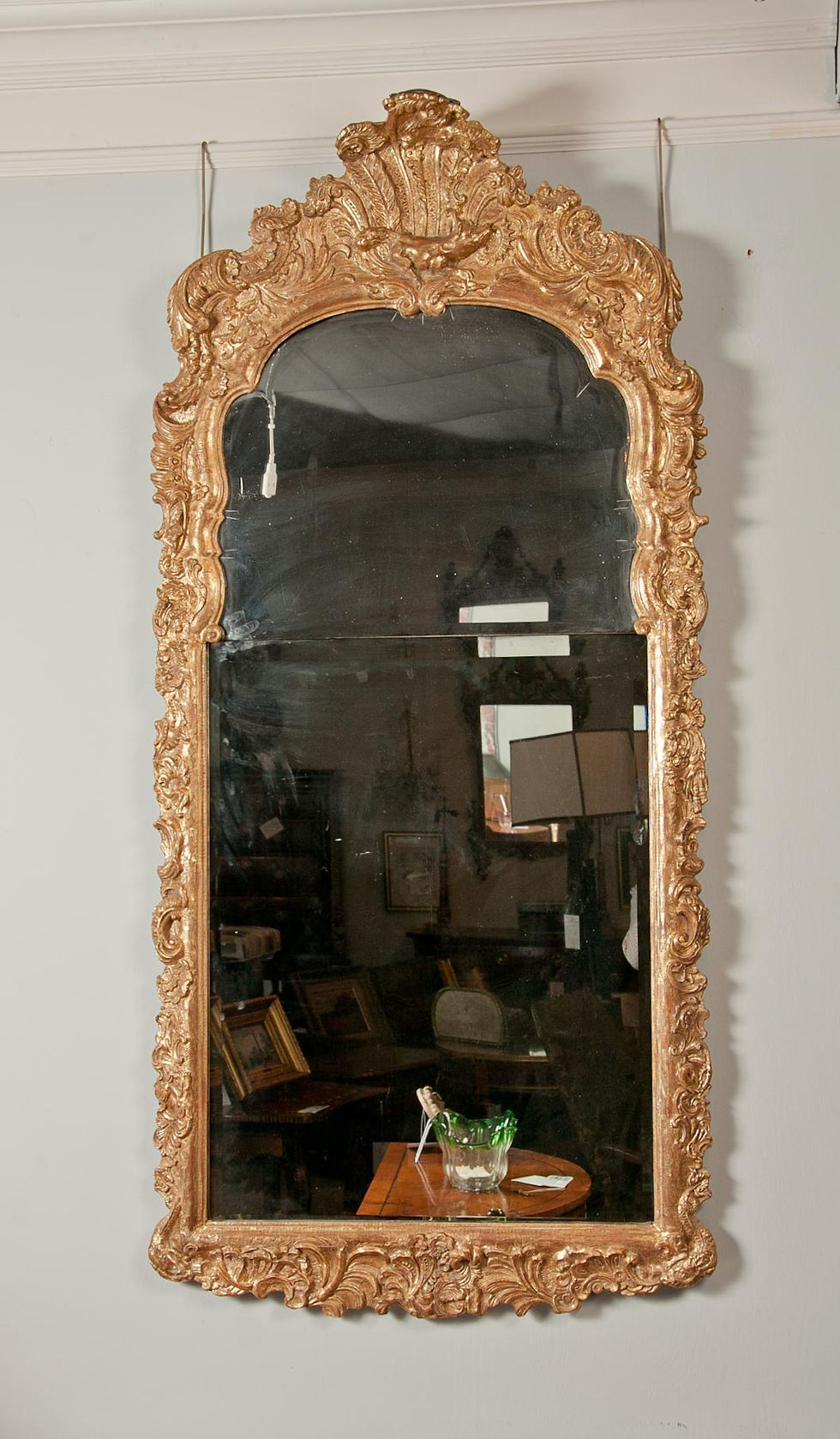 Thumbnail: An early 18th C Continental giltwood pier mirror, c1720