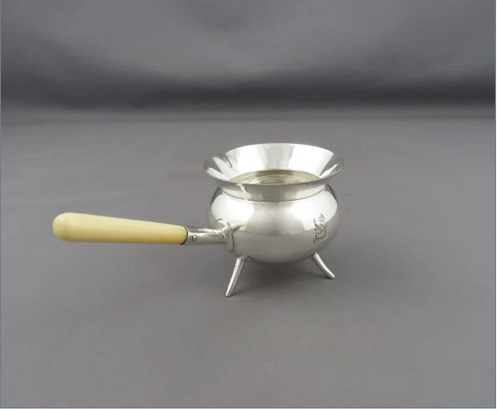 Thumbnail: A small Victorian sterling silver brandy warmer by Walker & Hall, Sheffield 1883