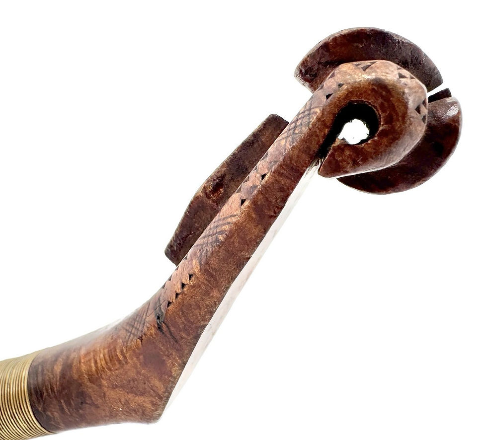Thumbnail: A 19th C carved burl handle crooked knife featured in 'Spirit of Nova Scotia'