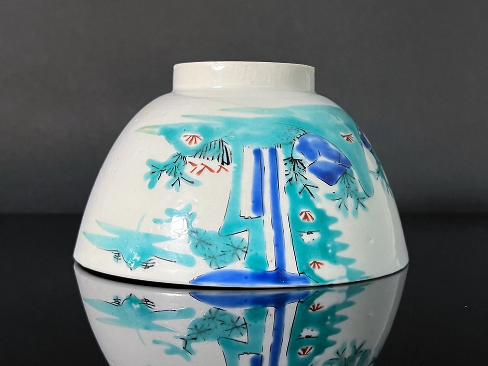 Thumbnail: A magnificent 17th C Early Enamelled Ware Kakiemon waterfall bowl, Arita c1650